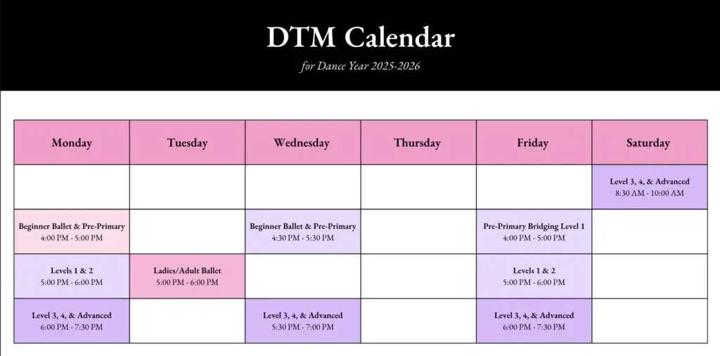 home dance calendar